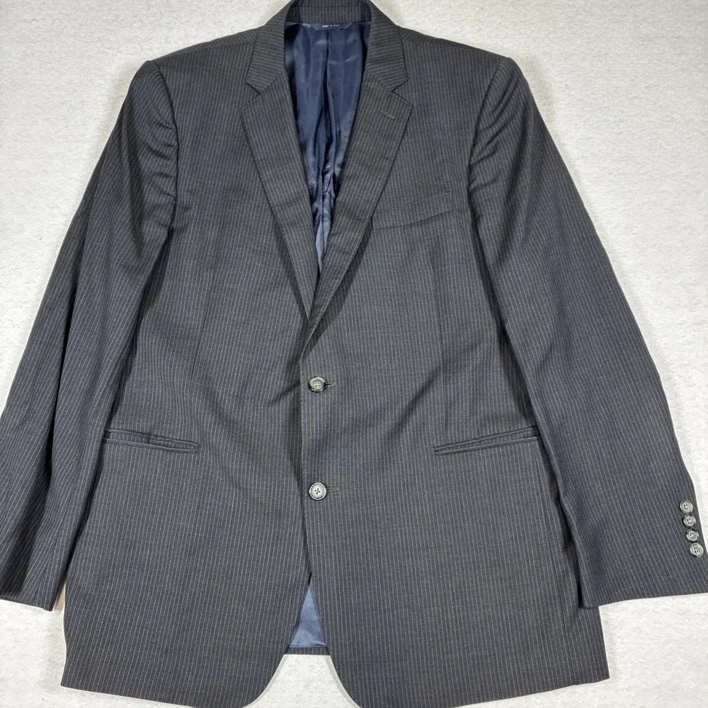 Brooks Brothers 1818 Regent Suit Jacket Mens 44R Black Pinstripe Made In Italy